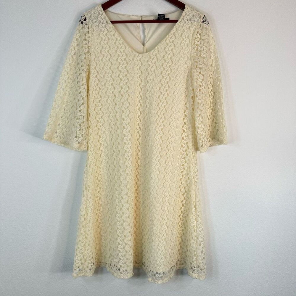 Vintage Robert Louis Cream‎ Eyelet Lace Dress Womens Medium Boho CottageCore